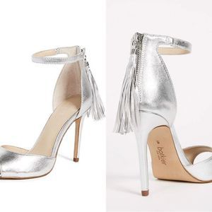 Luxury Silver leather Tassle heels